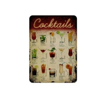 Imagem de Menu de coquetéis vintage com placa de lata de metal para bar, pub e c