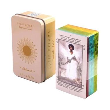 Imagem de Baralho De Tarot Manara Com Borda Dourada 78 Cartas Em Caixa De Lata J