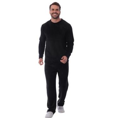 Imagem de Conjunto Pijama Adulto Soft Inverno Quentinho Marca Victory, GG, Preto
