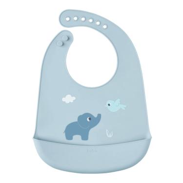 Imagem de Babador em Silicone com Pega Migalhas Cloudy Elefante Azul - Buba