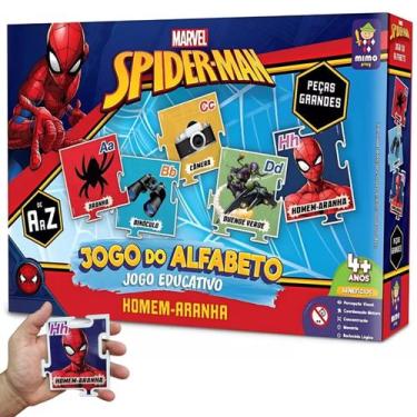 Imagem de Quebra Cabeça Grande Homem Aranha Spider Man Letras Alfabeto - Marvel 