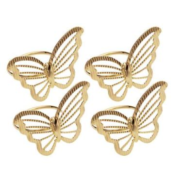 Imagem de 4 Anéis para guardanapos Butterfly Wolff Dourado Metal