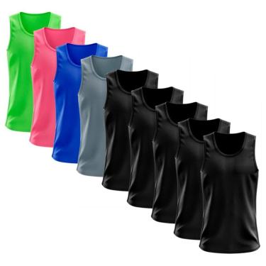 Imagem de Kit 9 Regata Dry Lisa Básica Proteção Solar UV Térmica Camiseta Treino Academia Ciclismo Regatas-Masculino