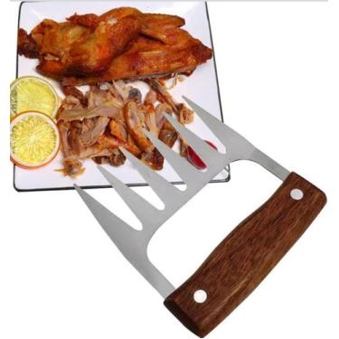 Imagem de 2 Garra Desfiadora De Carne P/ Churrasco Aço Inox E Madeira - D'PRESEN