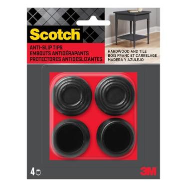 Imagem de Scotch Ponteiras de cadeira SP605-NA, protetores de perna de cadeira para pisos de madeira, borracha preta, 3,8 cm 4/pacote, 6 pacotes no total