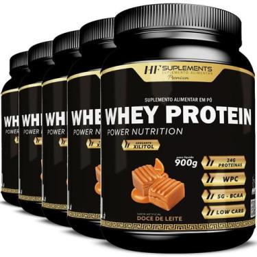 Imagem de 5x WHEY PROTEIN POWER NUTRITION DOCE DE LEITE 900G - HF SUPLEMENTS