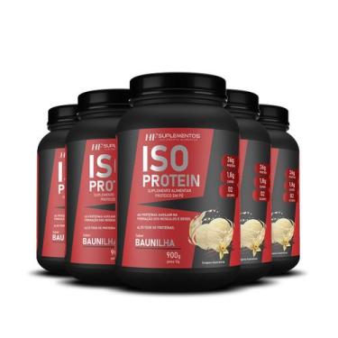 Imagem de 5x whey isolado protein baunilha 900g hf suplementos - HF SUPLEMENTS