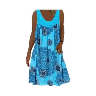 Imagem de Vestido Feminino Casual De Verão Com Estampa Digital, Decote Ombro a O