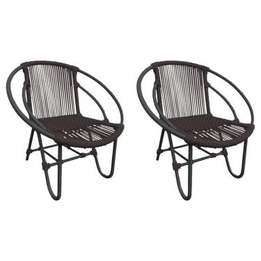 Imagem de Kit 2 Cadeiras Decorativa Julia Em Corda Náutica E Base Em Alumínio Preta- Marrom