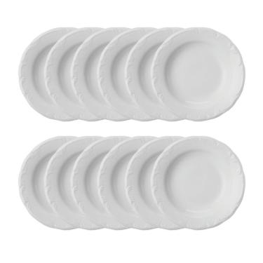 Imagem de Jogo 12 Pratos Fundos Pomerode Brancos 24 Cm Porcelana Schmidt