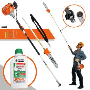 Imagem de Cortador de Galhos Á Gasolina VP3300L Vulcan 33cc 1,3HP 10.000RPM Motopodador C/ Extensor Ideal Para Podas em Altura + ÓLEO STIHL de 500ml 2 Tempos