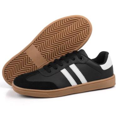 Imagem de Tênis Feminino Casual Cano Baixo Confortável Branco e Preto Estilo Sam