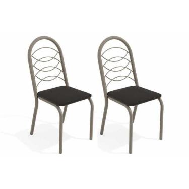 Imagem de Kit 2 Cadeiras de Cozinha Holanda 2C009NK 2 Un Níquel/Courano Preto - 