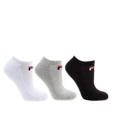 Imagem de Meia Fila Cano Curto Light c/ 3 pares, Branco, Preto, 39/43