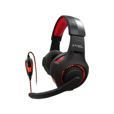 Imagem de Headset Gamer Led Com Fio Vermelho Bright, Preto e Vermelho