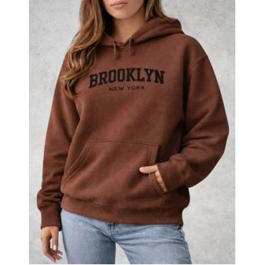 Imagem de Moletom Canguru Estampado Brooklyn Feminino Quentinho Frio - Alice Fre