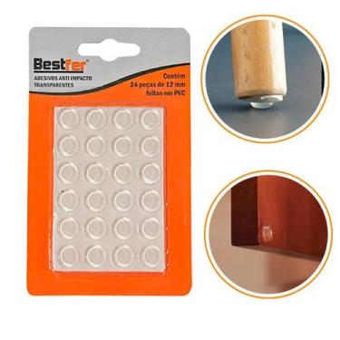 Imagem de Adesivos anti impacto pvc transparente 12mm 24pcs bestfer -, 1 unidade