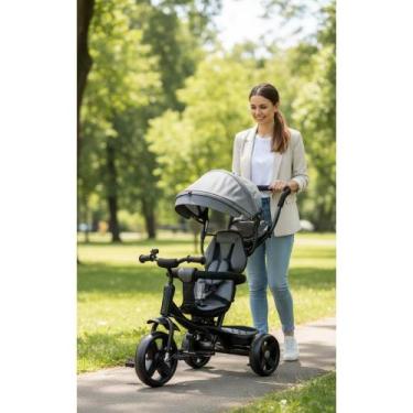 Imagem de 2x Triciclo Giratório 360º Infantil 2 em 1 Cinza - Congratulations Sto