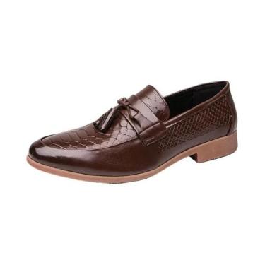 Imagem de Sapatos Casuais De Couro Com Estampa De Crocodilo Para Homens, Slip-On