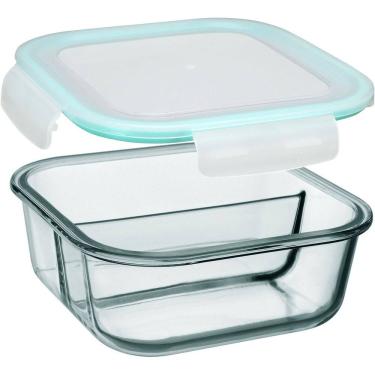 Imagem de KIT 2 POTE HOME&CO TAMPA  HERMÉTICO COM 2 DIVISOES VIDRO 1,2L 7x17