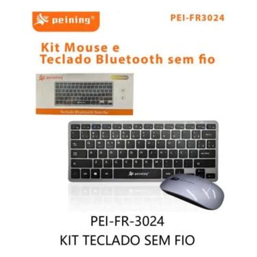 Imagem de Kit Teclado E Mouse Bluetooth Recarregável Sem Fio Wireless Cinza - pe