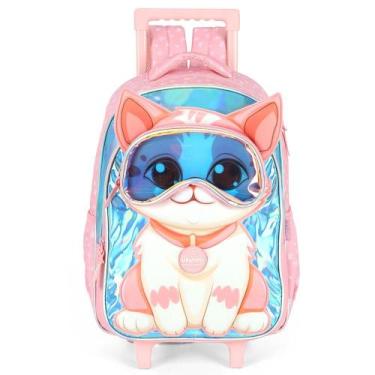 Imagem de Mochila de Rodinhas Com Alça Luxcel Up4You Gatinha Salmão, Laranja, Ún