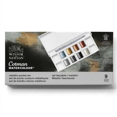 Imagem de Estojo Tinta Aquarela em Pastilha Winsor & Newton Cotman 8 Cores Metál