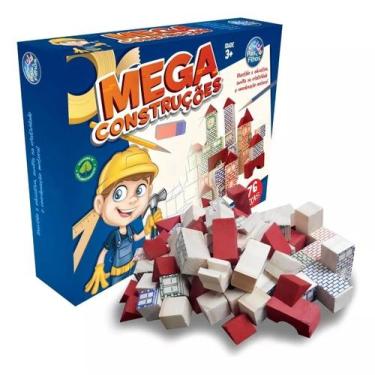 Imagem de Brinquedo Mega Construções Com 76 Blocos De Montar em Madeira Para Cri