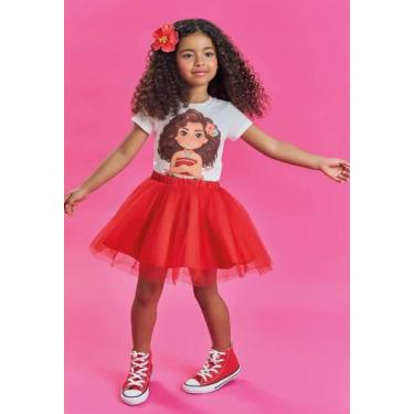 Imagem de Saia Infantil Menina Tule Vermelha Kukiê, Vermelho, 2