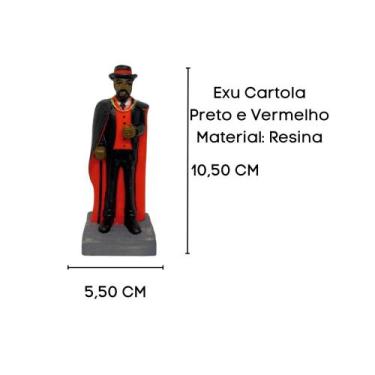 Imagem de Exu (s) 10,5 Cm - Lua Mistica, Exu Cartola Capa Preta e Vermelha
