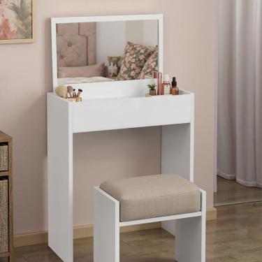 Imagem de Penteadeira Camarim Quimera 1 Gaveta com Espelho Design Moderno em MDF-MDP Branco SAL Movelaria
