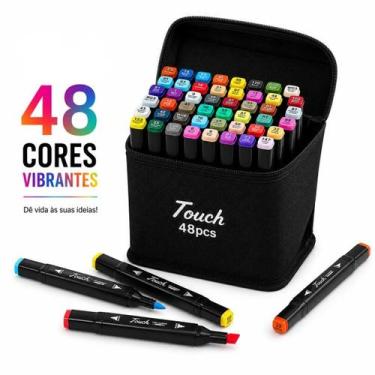 Imagem de Canetinhas Touch Profissionais Estojo 48 Cores Alta Cobertura