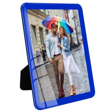 Imagem de Porta-Retrato Bluesun 13x18 cm de Vidro Azul para Parede e Mesa