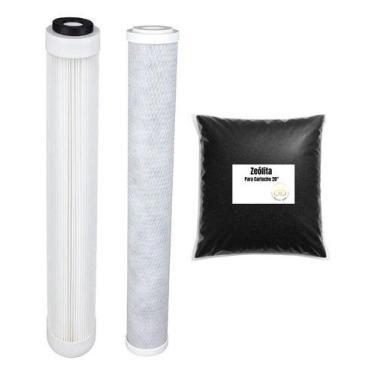 Imagem de Kit 3 Refil Reposição Filtro Tira Ferro Cloro Sedimentos Branco - Roya