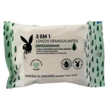 Imagem de Lenço demaquilante 3 em 1 rosa mosqueta 25 unidades playboy, ANTIOLEOS