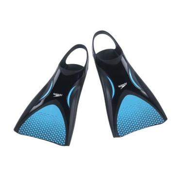 Imagem de Par De Nadadeira Powerfin Speedo Azul Tamanho G 40 A 42
