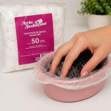 Imagem de Kit 50 Protetor Descartável Para Bacia Manicure Arte Sedução