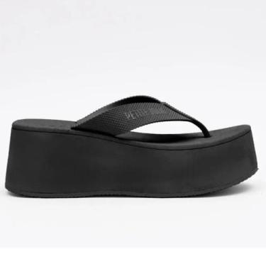 Imagem de Tamanco Feminino Dedo Plataforma Petite Jolie Plus PJ6947, Preto, 39/4