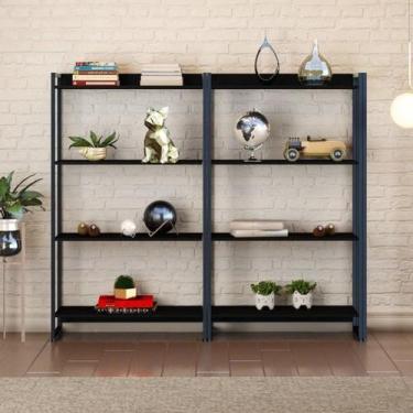Imagem de Kit 2 Estantes para Livros Médias Industrial Aço 4 Prateleiras 146CMX8