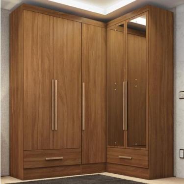 Imagem de Quarto Modulado de Canto 100% MDF 3 Peças 5 Portas 2 Gavetas com Espel