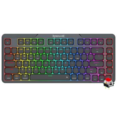 Imagem de Teclado Gamer Redragon K706RGB-PRO Aether Pro Wireless Switches Mecânicos RED RGB Inglês Preto