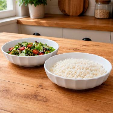 Imagem de Tigela Bowl Saladeira Gourmet em Melamina 1060ml Design Moderno para Servir Alimentos Branco Bon Gourmet