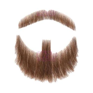 Imagem de Barba Sintética Preta Realista Com Bigode E Barba De Cabra Em Renda In