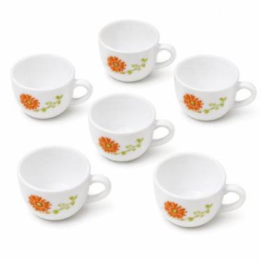 Imagem de Conjunto 6 Xícaras Livid Lilac 130ml Vidro Branco Floral Para Café Chá
