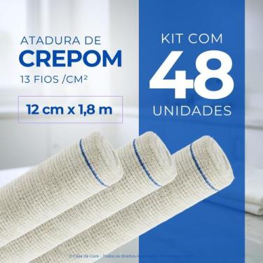 Imagem de Atadura Crepom Faixa Bandagem Elástica 12cm x 1,80m Kit 48 Unidades - 