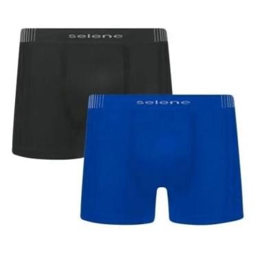 Imagem de Kit 2 Cuecas Boxer Cotton Selene - Preto e Azul Royal M