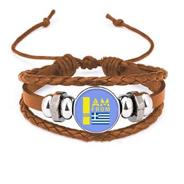 Imagem de un brand Pulseira de couro I Am from Greece Art Deco Fashion com ornamento de joias