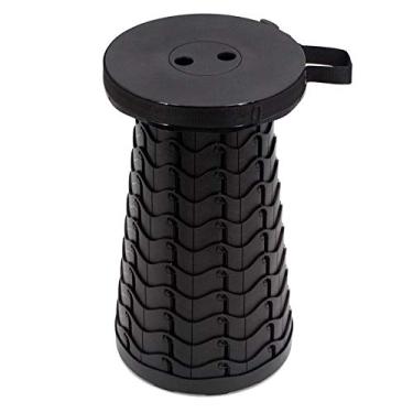 Imagem de Banquinho dobrável portátil, banco de plástico telescópico, banco dobrável retrátil, resistente e leve, preto