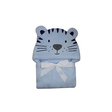 Imagem de Cobertor Bebê Manta com Capuz Unissex Flannel 75x100 Camesa Cor:Tigre Azul
