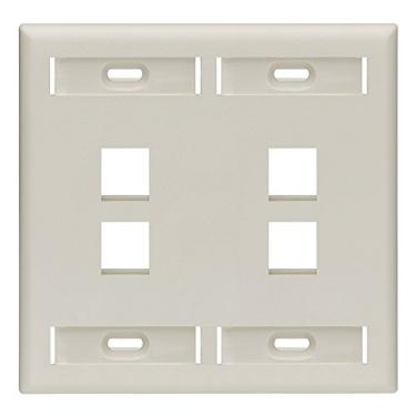 Imagem de Leviton 42080-4TP Placa de parede QuickPort de 4 portas com janela de identificação, amêndoa clara